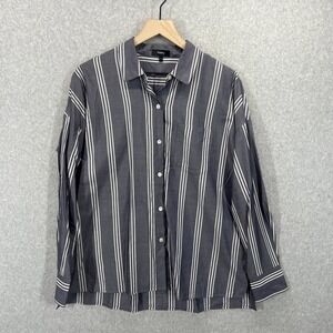 Theory Lourah Striped Tunic Shirt Blue Button Front‎ Women's Size Small $275